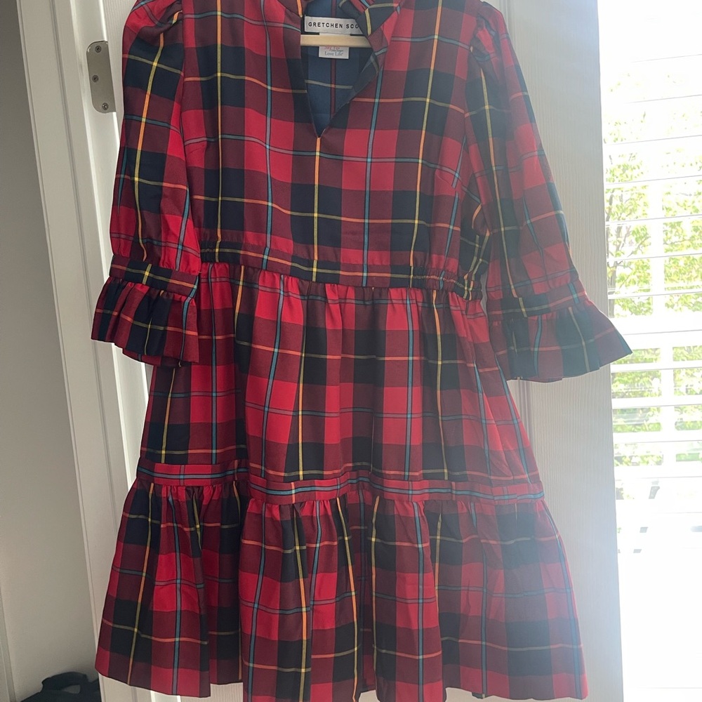 Gretchen Scott Designs Red and Black Ruffled Sundress